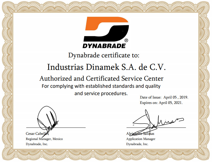 Estamos certificados como taller autorizado Dynabrade